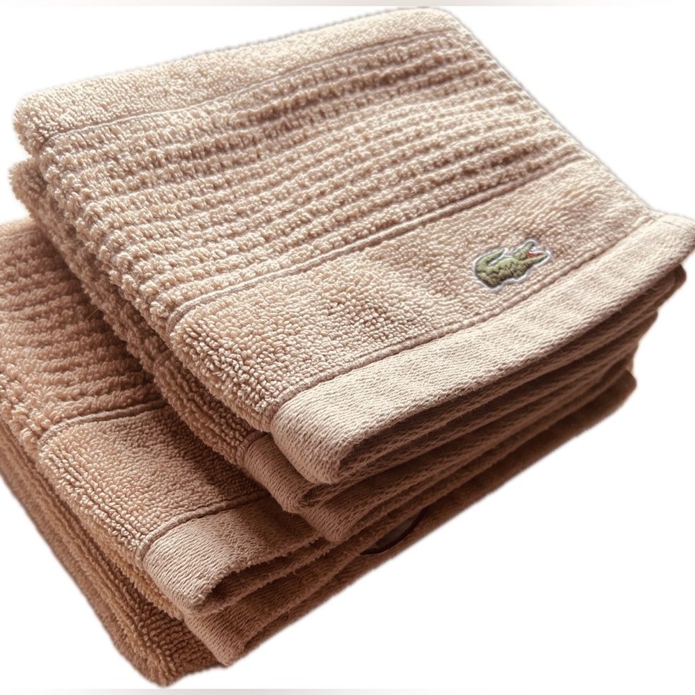 3 pc Lacoste Heritage Supima 100% Cotton Wash Cloth & Hand Towel